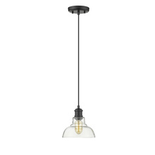  0305-S BLK-CLR - Carver 1-Light Pendant in Matte Black with Clear Glass Shade